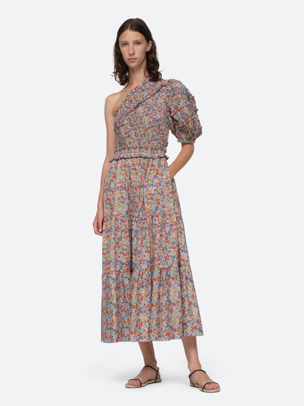 NWT Sea New York Hanna Liberty One-Shoulder Midi Dress in Multi-Color Floral - Picture 3 of 12